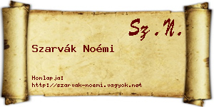 Szarvák Noémi névjegykártya